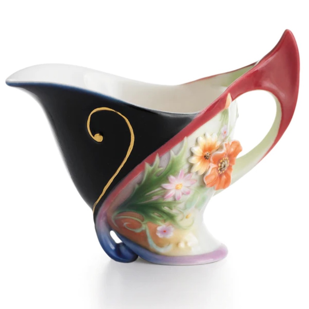FRANZ FLORA AND FLUTTER BUTTERFLY AND FLOWER PORCELAIN CREAMER (FZ01432)